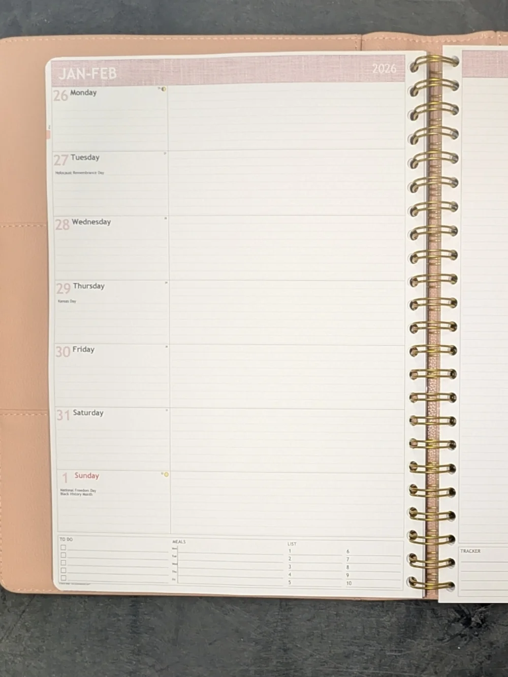 2026 Pink Spiral Planner with Sticker Sheet And Vegan Leather Case